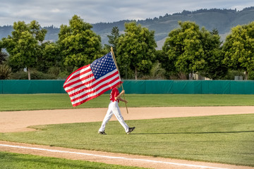 American Flag Baseball Little League Ceremonies