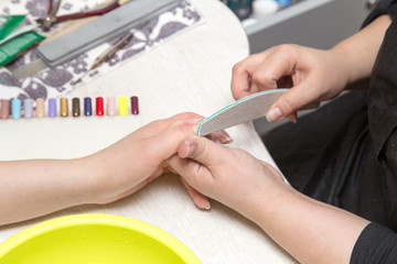 Manicure in a beauty salon