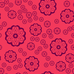 Seamless pattern , round shapes on pink background vector, seamless ornate tile for gift wrapping paper