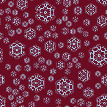 Seamless pattern , round shapes on red background vector, seamless ornate tile for gift wrapping paper