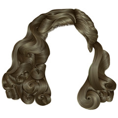 Fototapeta premium trendy woman short hairs blonde brown colors .fringe. fashion beauty retro style . realistic 3d .