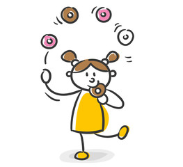 Strichfiguren Kinder Mädchen Gebäck