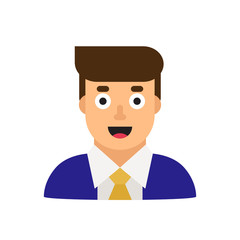 Business man in suit, office worker, manager. Flat design vector illustration.