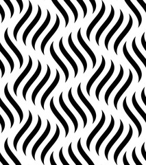 Vector seamless pattern. Modern stylish texture. Monochrome geometric pattern with wavy lines.