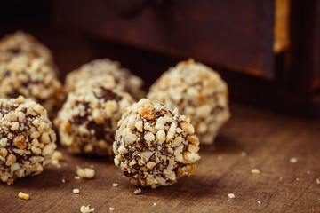 Homemade hazelnut truffle candies