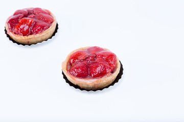 Strawberry tartellete tart pie isolated on white background