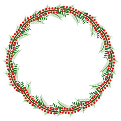 Green wreath with berries.