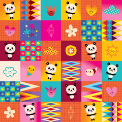 cute baby panda bears kids seamless pattern