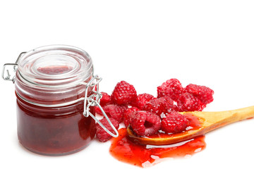 Raspberry jam ob white background