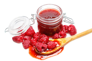 Raspberry jam ob white background