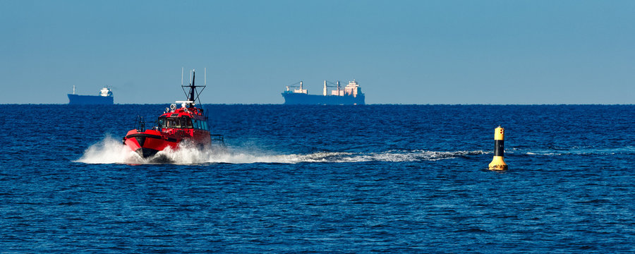 Red pilot boat