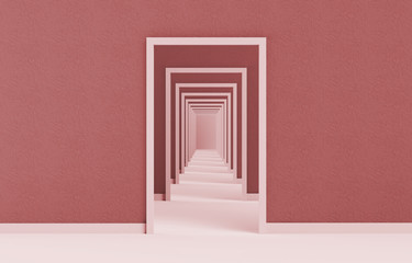 View of the long open door sequence 3d illustration