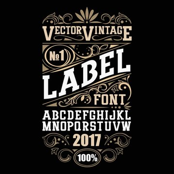  vintage label font. Whiskey label style.