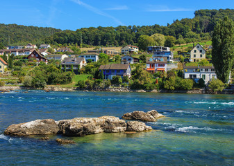 The Rhine river in the Swiss canton of Schaffhausen