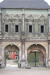 Obraz premium ornate facade of Russian wooden house