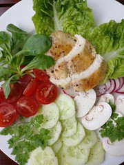 fried chicken breast fillet with salad