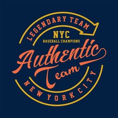 graphic for shirt and print LEGENDARY TEAM NYC AUTHENTIC
