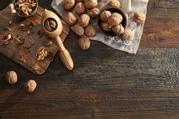 Walnuts and nutcracker