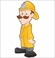 Fototapeta premium Cartoon man in yellow clothes
