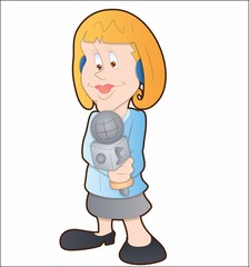 Cartoon girl with microphone
