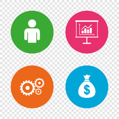 Business signs. Human and presentation board.