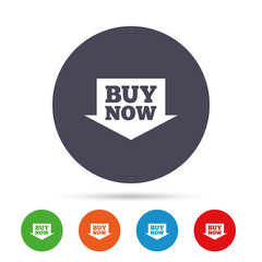 Buy now sign icon. Online buying arrow button.