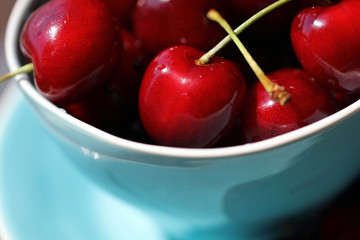 Freshly washed sweet Cherries, Summer refreshment, low calorie snack, fresh fruit launch