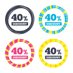40 percent discount sign icon. Sale symbol.