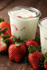yogurt with fresh strawberries