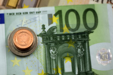 Bosnian convertible mark, coins on Euro - obrazy, fototapety, plakaty