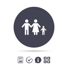 Complete family with one child sign icon.
