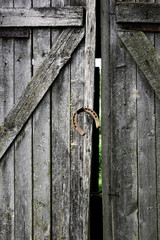 Old scrappy doors, black and white image