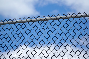 iron chainlink fence against sky