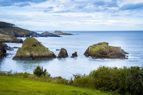 Idyllic coast in Asturias on a day in spring in Spain