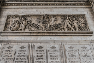 Arc de Triomphe de l'Etoile on Charles de Gaulle Place, Paris, France. Arc is one of the most famous monuments in Paris.