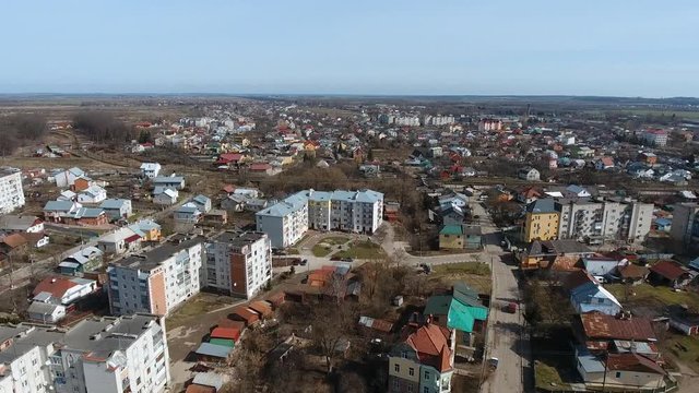 Aerial: Drone Timelaps old city Sambir, Ukraine