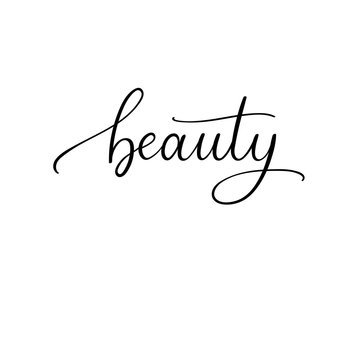 Beauty. Modern calligraphy greeting card. Vector hand lettering inscription. Handwritten word for your design