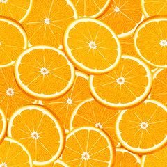 Бесшовный векторный фон из нарезанных сочных спелых апельсинов, вид сверху