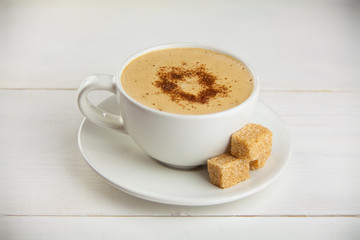 coffee in coffee cup with natural grains