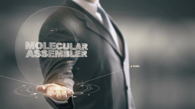 Molecular Assembler with hologram businessman concept