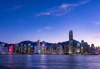 Papier Peint photo Hong Kong 九龍半島から望む香港の夜景