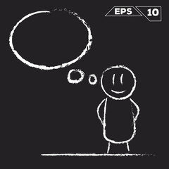 stick figure dream bubble isolated on chalkboard