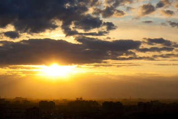 City panorama during sunset. Saint Petersburg,