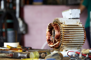 Old disassembled electric motor