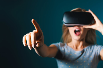 Woman using a virtual reality headset