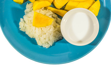 Mango Sticky Rice on dish, Thai dessert