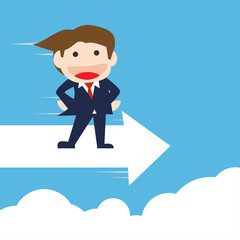 Businessman Standing on the arrow, Vector  cartoon