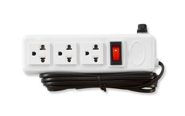 Electric  plugs and a socket isolated on white background