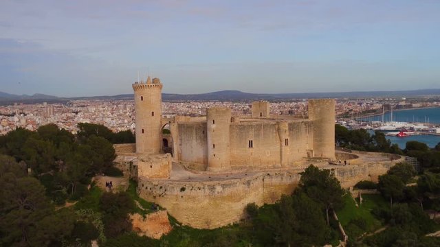 Castell de Bellver Carrer Camilo Jose Cela Palma Mallorca Islas Baleares  Spain Aerial view castle close up