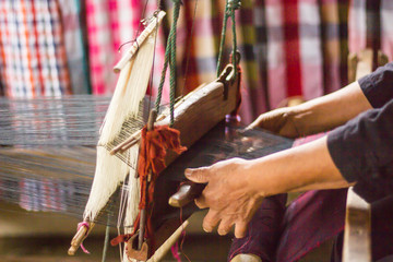 silk weaving at north Thailand.